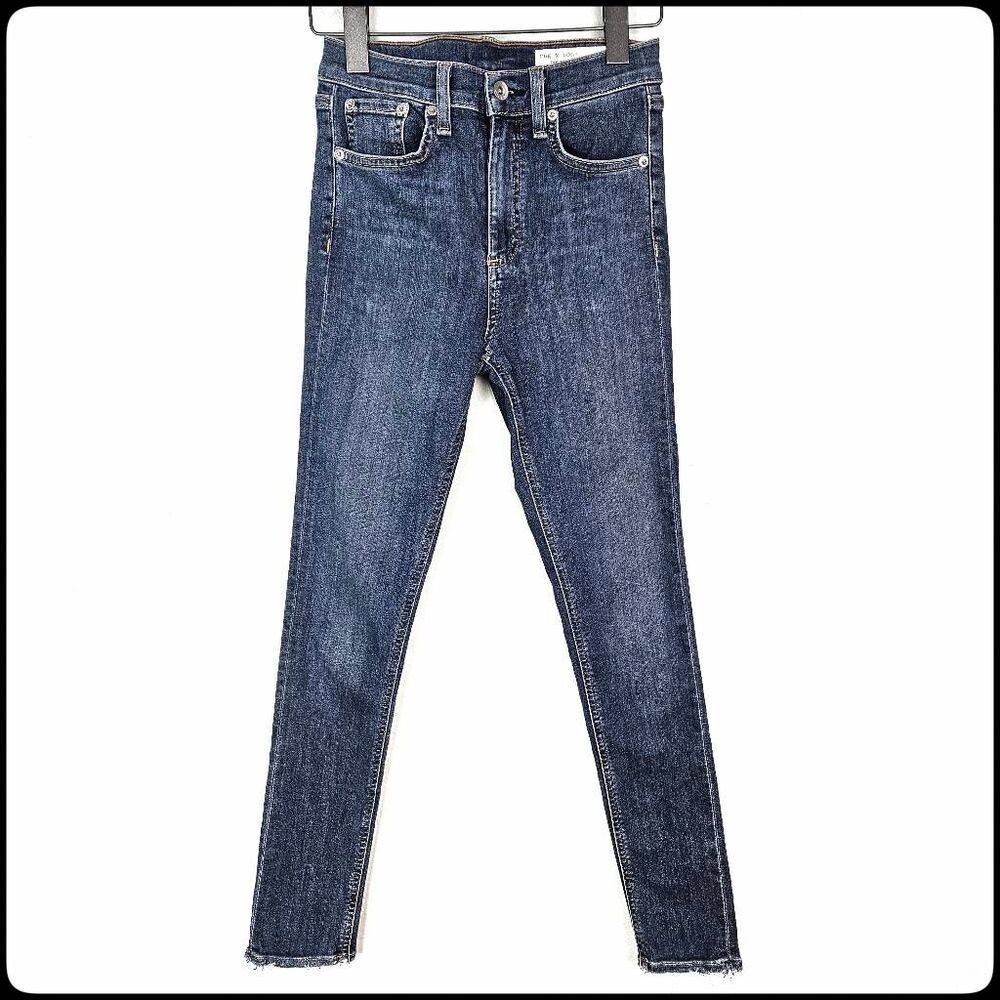 RAG & BONE High Rise Ankle Skinny Med Wash Stretch Casual Women's Denim Jeans 25